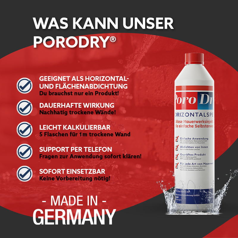 PoroDry® Horizontalsperre | Mauerwerksinjektion inkl. Auslauftüllen
