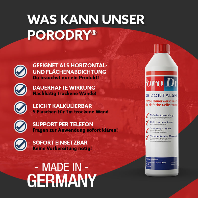 PoroDry® Horizontalsperre | Mauerwerksinjektion inkl. Auslauftüllen