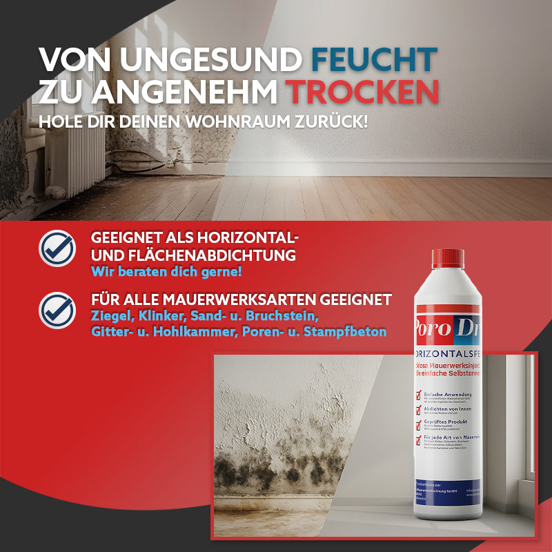 PoroDry® Horizontalsperre | Mauerwerksinjektion inkl. Auslauftüllen